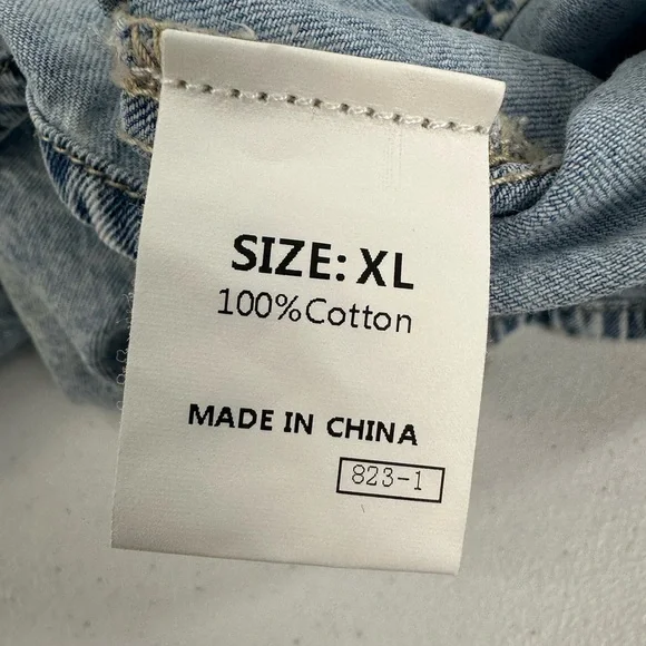 Boutique Denim Shirt Dress Light Wash Collared Button Down Utility Normcore XL - Picture 6 of 12